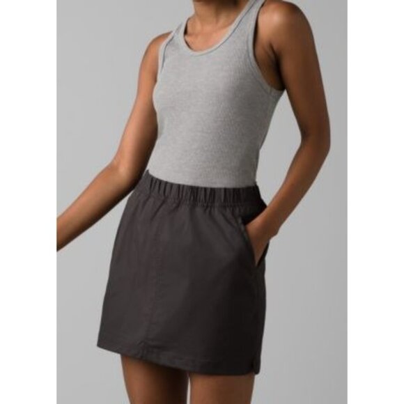 Prana Double Peak Skort Charcoal Womens 14 Mid Rise Lightweight Ripstop Pockets - Picture 1 of 1
